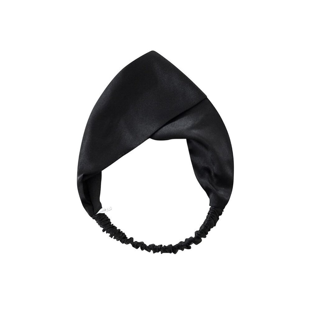 Mulberry Silk Headband Twisted Hair Wrap Turban for Women Black
